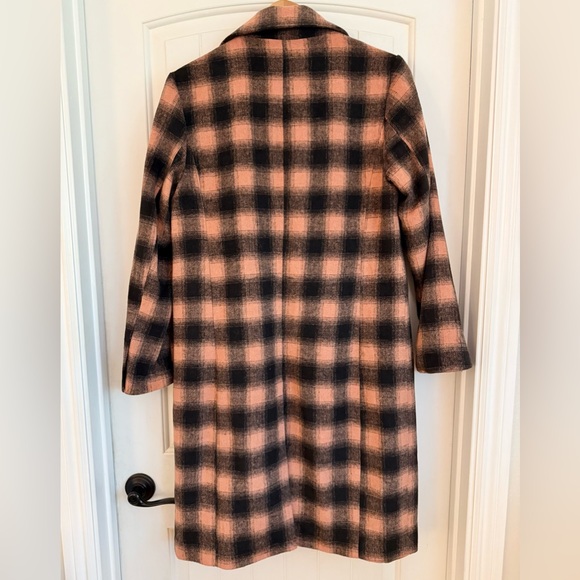 Anthropologie Belle Plaid Coat by Vigoss Checkered  Black & Pink Single Breasted - Picture 12 of 12
